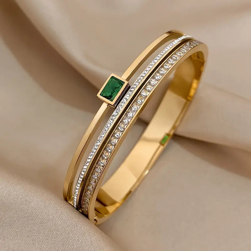 Double Row Emerald Bangle