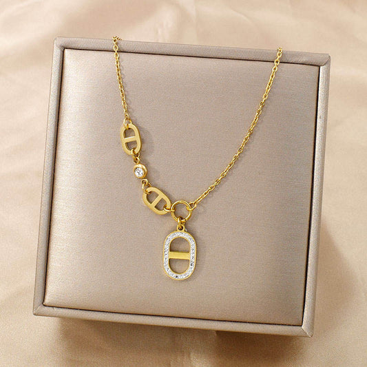 Zircon Buckle Necklace