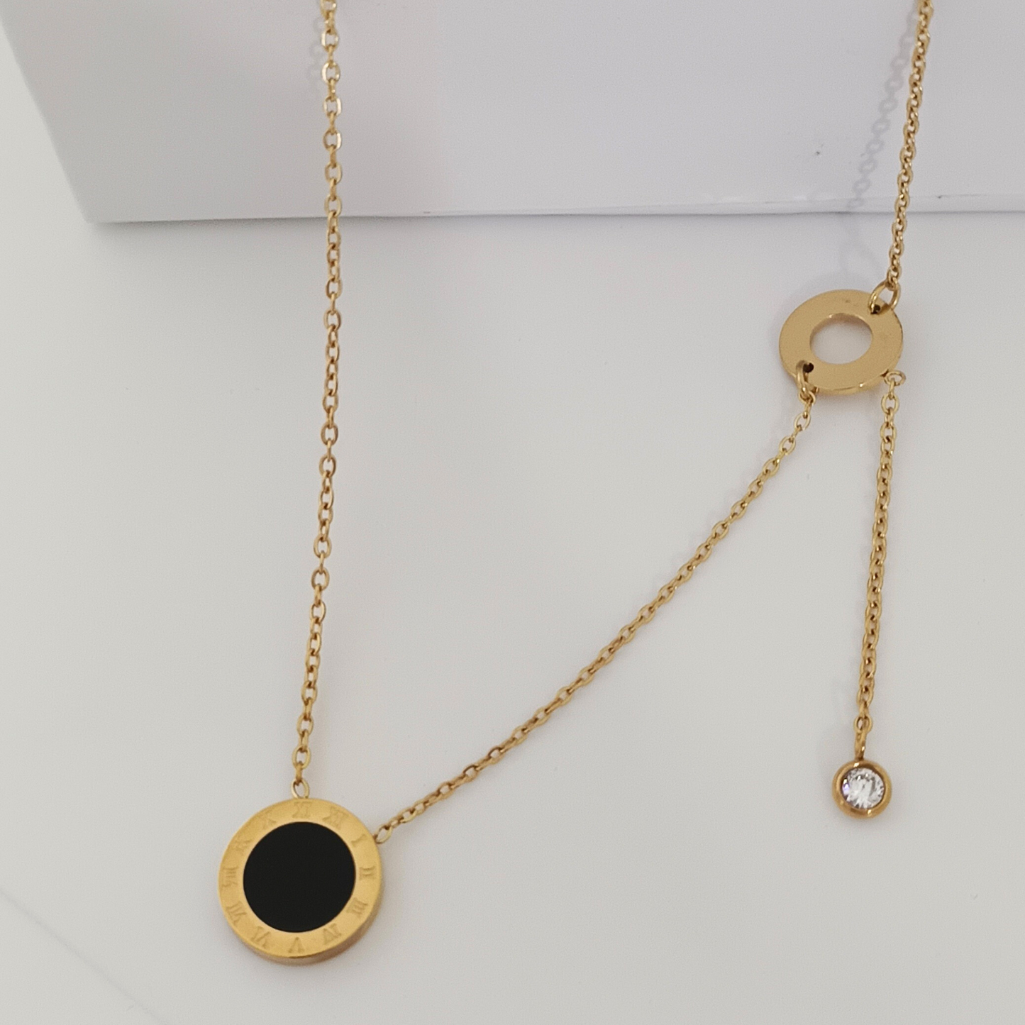 Roman Black Disk Necklace