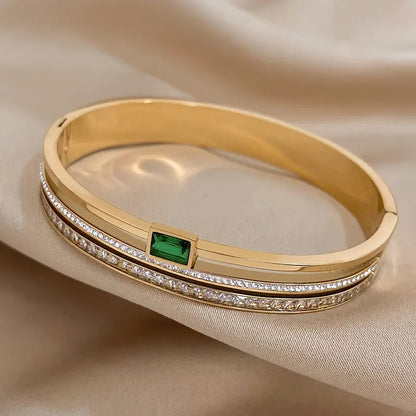 Double Row Emerald Bangle