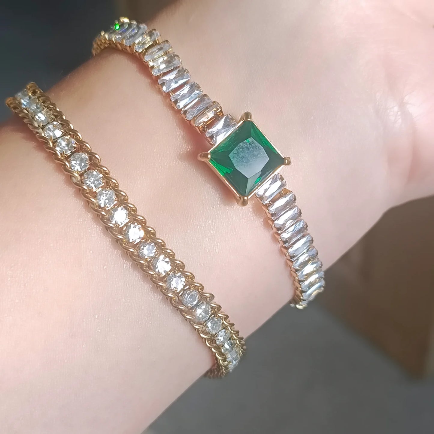 Emerald Tennis Necklace & Bracelet Set