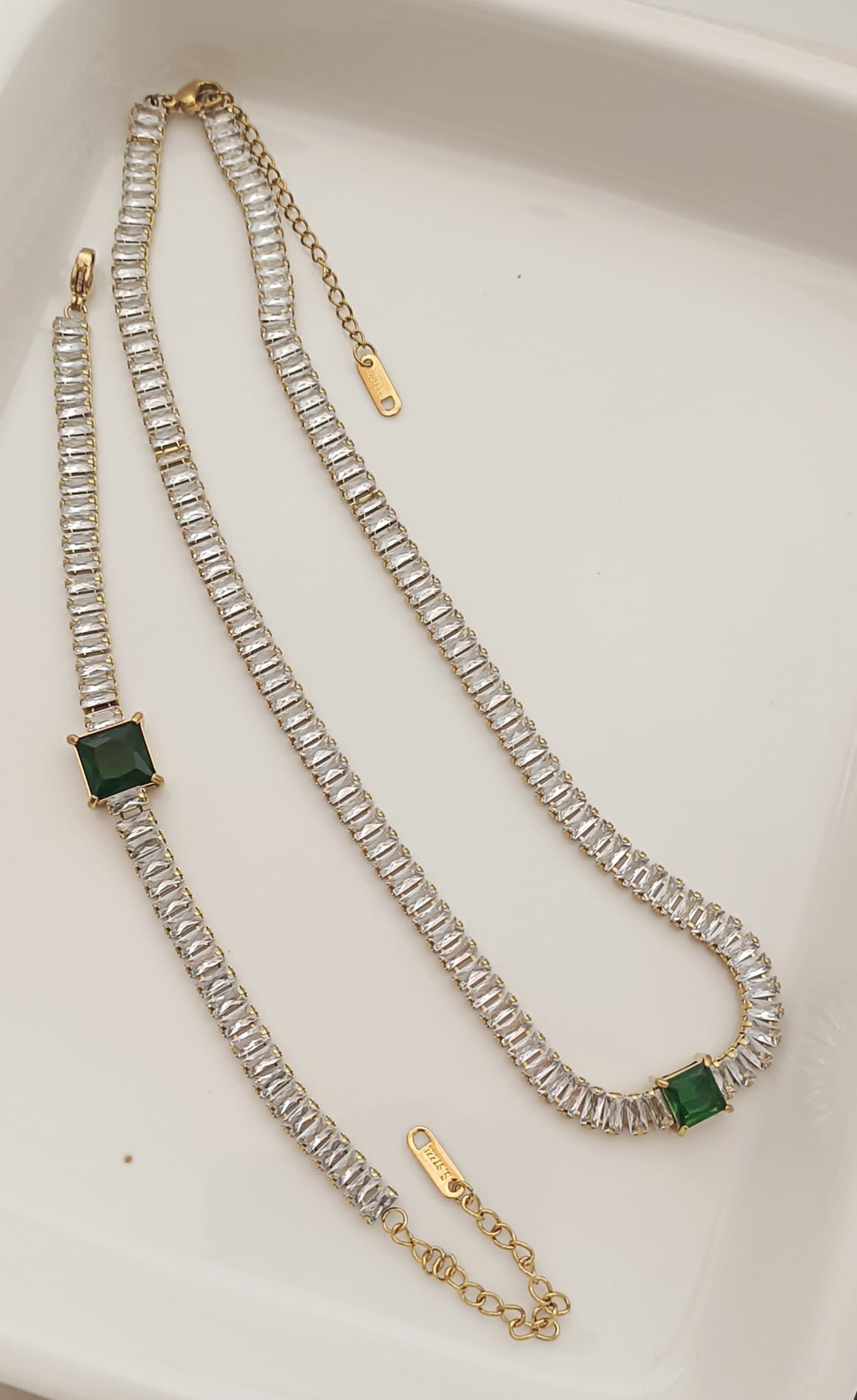 Emerald Tennis Necklace & Bracelet Set