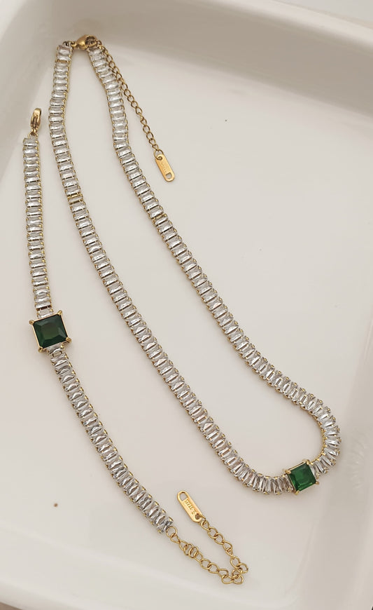 Emerald Tennis Necklace & Bracelet Set