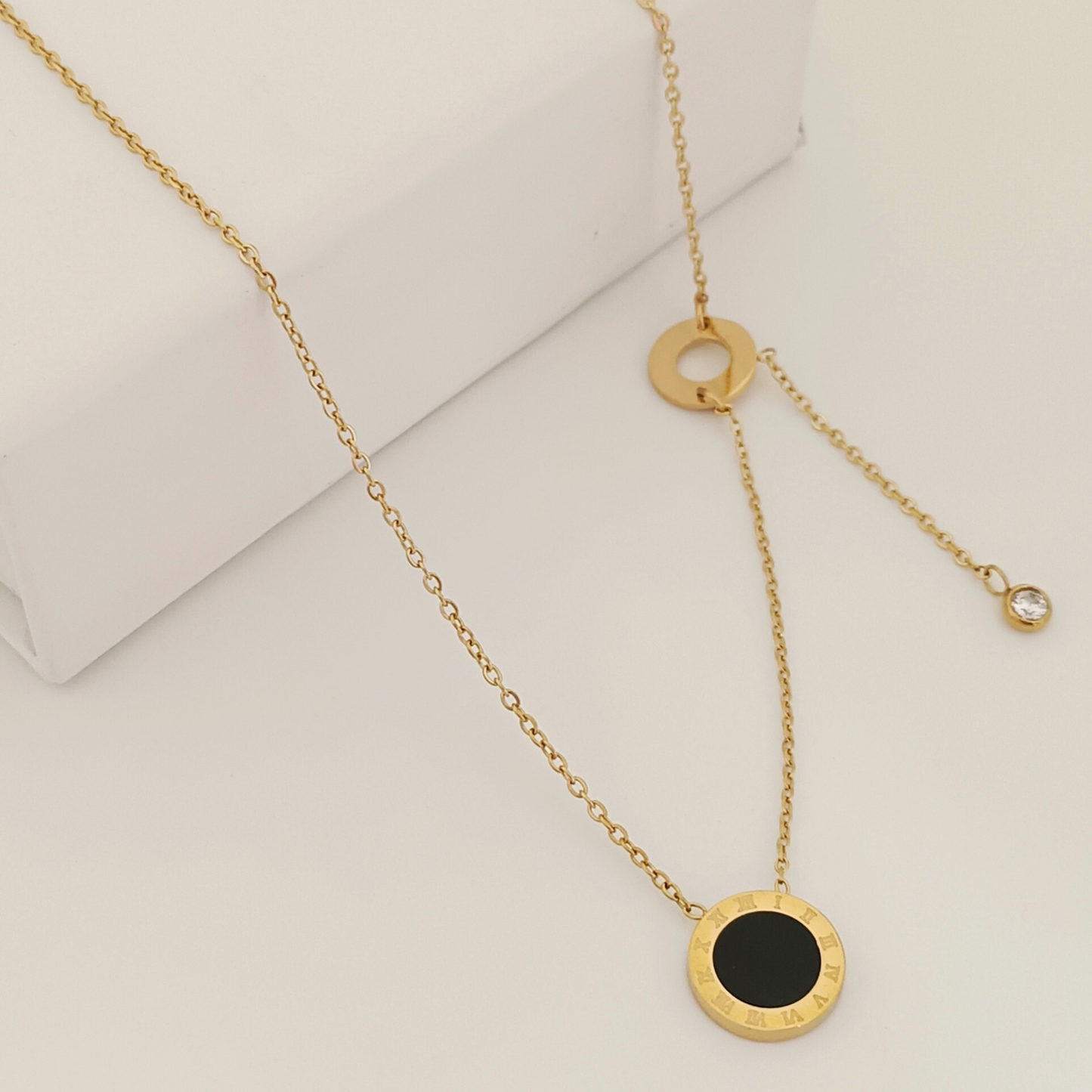 Roman Black Disk Necklace