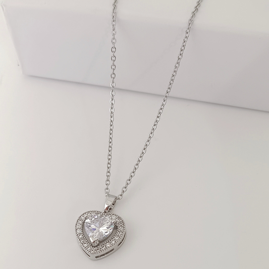 Silver Crystal Heart